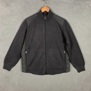 Raffi Jacket Men's Large Charcoal Quilted Back Zip Up Wool-Blend Hybrid $270‎